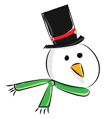 Image showing Snowman head, vector or color illustration.