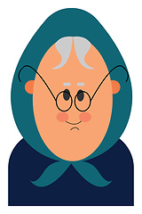 Image showing Old woman, vector or color illustration.