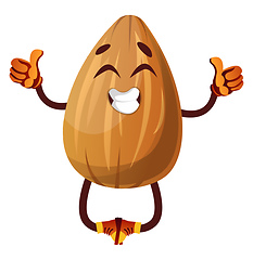 Image showing Happy Almond giving thumbs up, illustration, vector on white bac