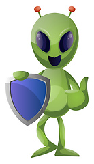 Image showing Alien with badge, illustration, vector on white background.