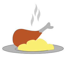 Image showing Mashed potatoes and chicken meal, vector or color illustration.