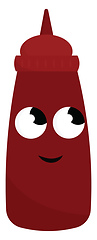 Image showing A smiling ketchup bottle, vector or color illustration.