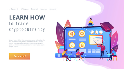 Image showing Cryptocurrency trading courses concept landing page