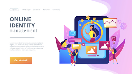 Image showing Online identity management concept landing page