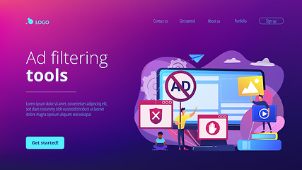 Image showing Ad blocking software concept landing page.