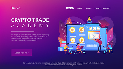 Image showing Cryptocurrency trading courses concept landing page