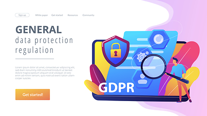 Image showing General data protection regulation concept landing page.