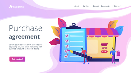 Image showing Purchase agreement concept landing page