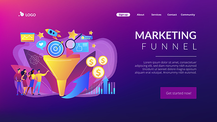 Image showing Marketing funnel concept landing page.