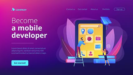 Image showing Mobile app development courses concept landing page