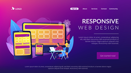 Image showing Responsive web design concept landing page.