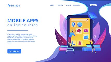 Image showing Mobile app development courses concept landing page