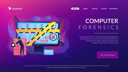 Image showing Computer forensics concept landing page