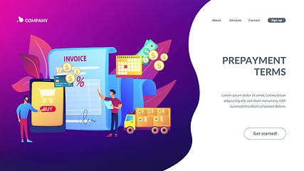 Image showing Prepayment terms concept landing page