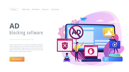 Image showing Ad blocking software concept landing page.