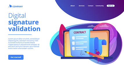 Image showing Electronic contract concept landing page