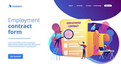 Image showing Employment agreement concept landing page