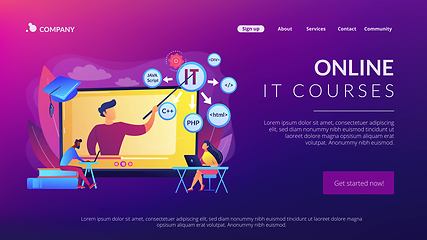 Image showing Online IT courses concept landing page