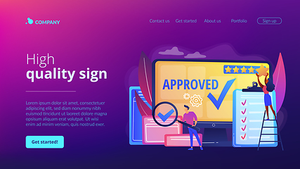 Image showing High quality sign concept landing page