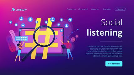 Image showing Social network monitoring concept landing page