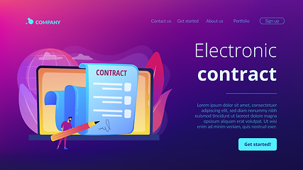 Image showing Electronic contract concept landing page