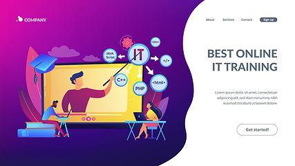 Image showing Online IT courses concept landing page