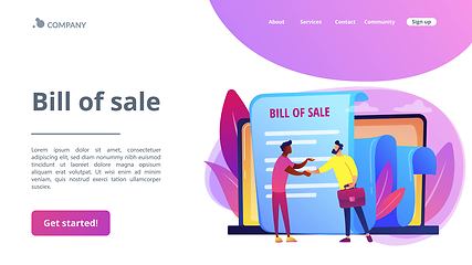 Image showing Bill of sale concept landing page