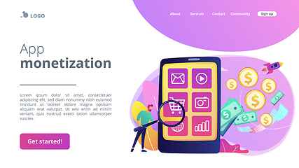 Image showing App monetization concept landing page.