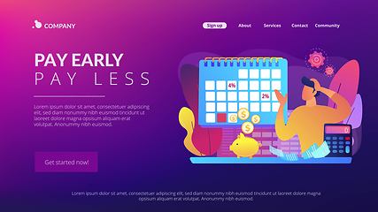 Image showing Early payment discount concept landing page