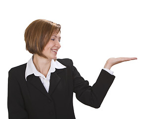 Image showing Businesswoman presenting something