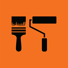 Image showing Icon of construction paint brushes