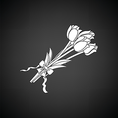 Image showing Tulips bouquet icon with tied bow