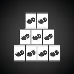 Image showing Stack of olive cans icon