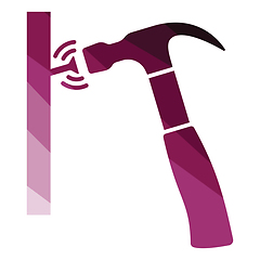 Image showing Icon of hammer beat to nail