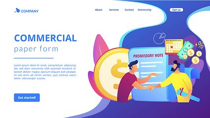 Image showing Promissory note concept landing page