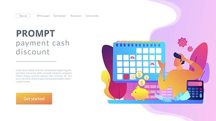 Image showing Early payment discount concept landing page