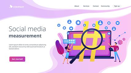 Image showing Social network monitoring concept landing page