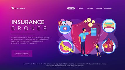 Image showing Insurance broker concept landing page