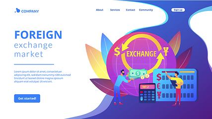 Image showing Currency exchange concept landing page