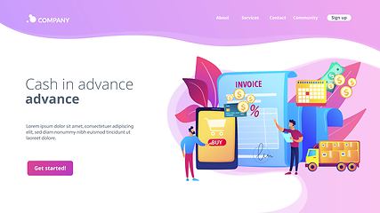 Image showing Prepayment terms concept landing page