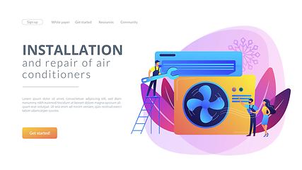 Image showing Air conditioning and refrigeration services concept landing page