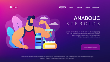 Image showing Anabolic steroids concept landing page.