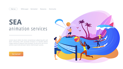 Image showing Summer beach activities concept landing page.