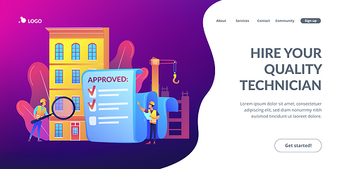 Image showing Construction quality control concept landing page