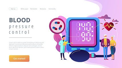 Image showing High blood pressure concept landing page.