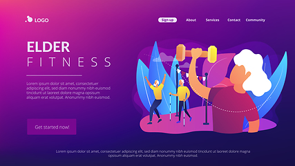 Image showing Elder fitness concept landing page