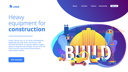 Image showing Modern construction machinery concept landing page