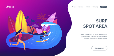 Image showing Surfing school concept landing page.