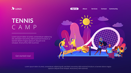 Image showing Tennis camp concept landing page.