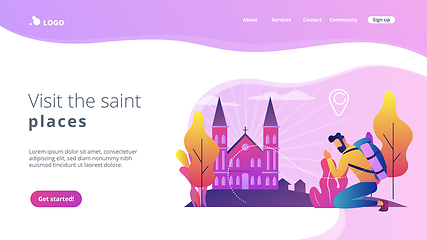 Image showing Christian pilgrimages concept landing page.